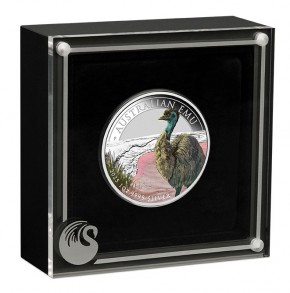 1 oz Silber Perth Mint Australien EMU 2025 colored / farbig in Box & COA / Zertifikat ( Auflage 2.500 gesamt - 1.500 ausserhalb von Australien )