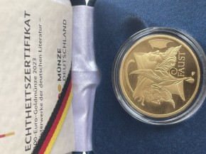 100 Euro Gold Deutschland 2023 Faust inkl. Box / COA ( Serie Meisterwerke der Deutschen Literatur )