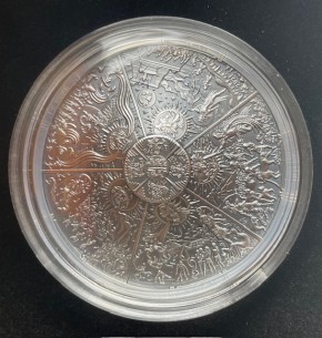 3 oz Silber Palau Ultra High Relief Smartminting in Antique finish " AZTEC FIVE SUNS "  Ages of Man Creation of World inkl. Box/COA - max 333