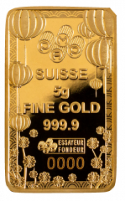 5 Gramm Gold GOOD LUCK 2023 Barren Pamp Suisse ( max. 5.000 ) im Blister / inkl. Nummerierung