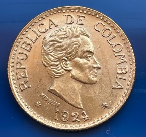 5 Peso Gold Kolumbien div. Jahre / Bolivar ( 7,32 Gramm Gold fein )