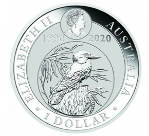 20 X 1 oz Silber Kookaburra 2020 in Kapsel - Jubiläumsausgabe ( diff.besteuert nach §25a UStG )