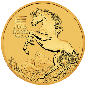 1/10 oz Gold Perth Mint Lunar 2026 Pferd / Horse in Original-Kapsel Australien / Australia aktuell mit Charles Effigy