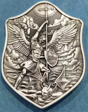 2 oz Silber Korea Stacker  Erzengel Michael tötet Satan / Archangel Michael slaying Satan inkl. passender Kapsel ( inkl. gesetzl. Mwst )