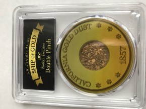 Gold Dust / Pinch ca. 1 Gramm / Feinheit ca. 0.800+ im PCGS Slab von der SS Central gesunken 1857