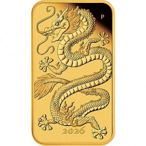 1 oz Gold PROOF Perth Mint Dragon Rectangular 2026 in Kapsel und inkl. Box und COA - max. 188