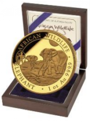 1 oz Gold Somalia Elefant " ANA Oklahoma 2025 " inkl. COA / BOX- max. Auflage 100