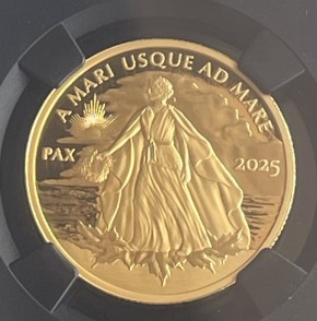 1 oz Gold PF70 First Day Canada Proof Peace Dollar 2025 in Slabholder/Box inkl. COA - Grading von NGC