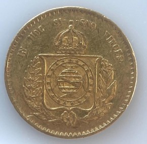 20000 Reis Brasilien Pedro II. ( 16.42 Gramm Gold fein )