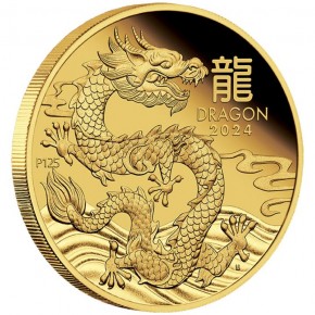 1/10 oz Gold PROOF Perth Mint " Lunar Dragon 2024 " in Box / COA - max. 2.500 Stk