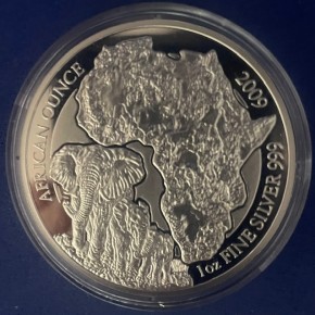 1 oz Silber PROOF 2009 RUANDA ELEFANT inkl. COA - max. 1000 Stk ( diff-best. §25a UStG )