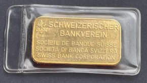 100 Gramm Gold Barren Oskar Schoene  ( in Folie ) für Swiss Bank Cooperation / Vorgänger UBS