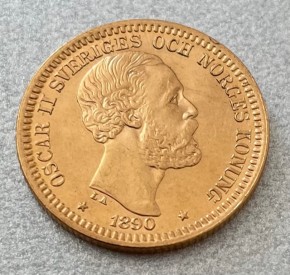 20 Kronen Schweden Oscar II - 0,2593 oz Gold / 8,06 Gramm Gold fein