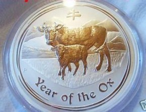 1 oz Silber Perth Mint " Lunar Ochse II 2009 " in Kapsel  ( diff.besteuert nach §25a UStG )