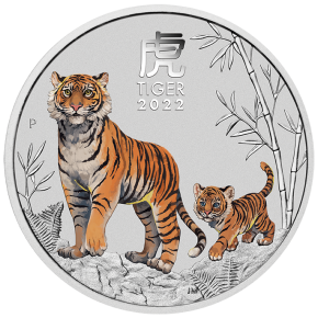 5 oz Silber Lunar Tiger 2022 Color Perth Mint ( diff.besteuert nach §25a UStG )