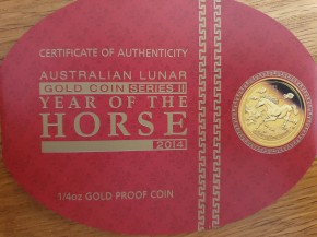 1/4 oz Gold Lunar II Pferd 2014 in Kapsel inkl. Box und Zertifikat