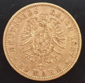 20 Mark Kaiserreich Preußen Wilhelm I /  Wilhelm II ( gem. Jahrgänge ) - 7,16 Gramm Gold fein