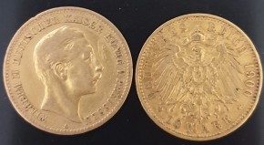 20 Mark Kaiserreich Preußen Wilhelm I /  Wilhelm II ( gem. Jahrgänge ) - 7,16 Gramm Gold fein