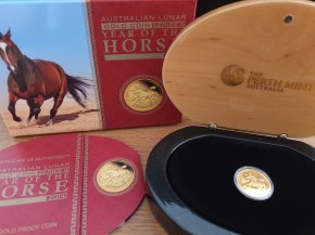 1/10 oz Gold Lunar II Pferd 2014 in Kapsel inkl. Box und Zertifikat