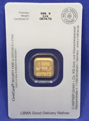 1 oz Goldbarren Quadratguss im Blister - LBMA zertifiziert ( Hafner )