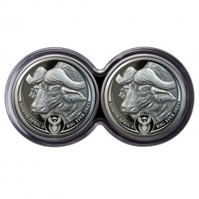 2 X 1 oz Silber Büffel/Buffalo Big Five in DOPPELKAPSEL South African Mint / 1te Serie - max 1000 ( diff.besteuert nach §25a UStG )