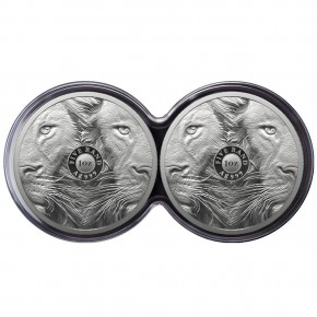 2 X 1 oz Silber Löwe / Lion Big Five Proof in Doppelkapsel South African Mint / 2te Serie - max 1000 ( diff.besteuert nach §25a UStG )