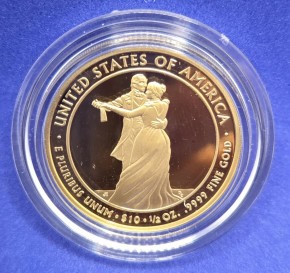 1/2 oz Gold Proof USA First Spouse Julia Tyler in Kapsel