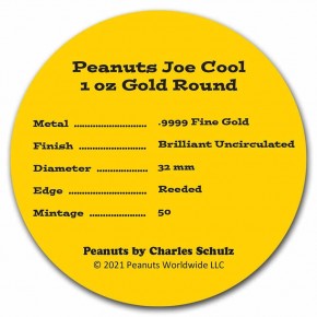 1 oz Gold Joe Cool / Snoopy in Kapsel 2021- max. 50 Stk