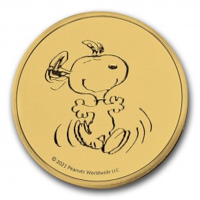 1 oz Gold Snoopy 2021 in Kapsel / gelber Original-Blister ( Peanuts Series )