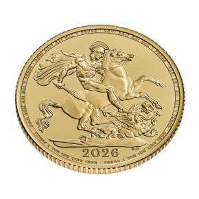2026 Grossbritannien / UK Full Sovereign - Charles III mit 7,32 Gramm Gold fein in Gelbgold ( Inschrift:  „HONI SOIT QUI MAL Y PENSE )